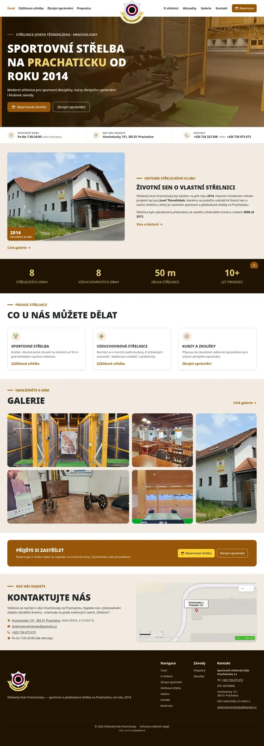 Web Střelnice Hracholusky na notebooku