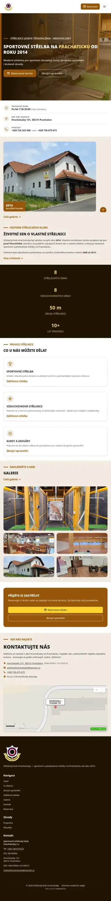 Web Střelnice Hracholusky na tabletu